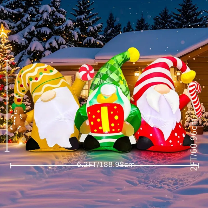 Décorations d'extérieur gonflables de Noël 6 pi, gnomes de Noël gonflables, décorations de jardin avec lumières DEL intégrées pour les fêtes de fin d'année