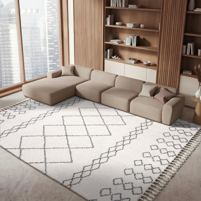 Tapis ivoire / gris Imraan, Rectangle 8 pi x 10 pi