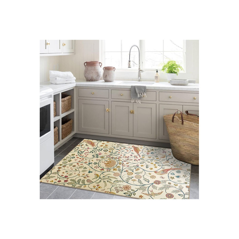 Tapis multicolore à motif tissé et lavable, Sous-tapis rectangulaire 5 pi 1 po x 7 pi 7 po inc