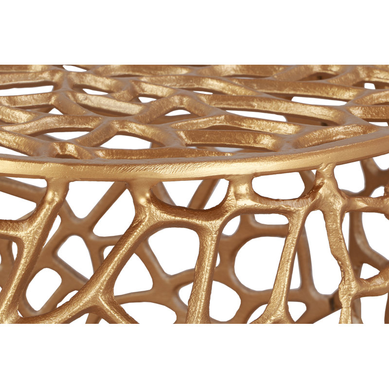  Priya Drum End Table, Gold