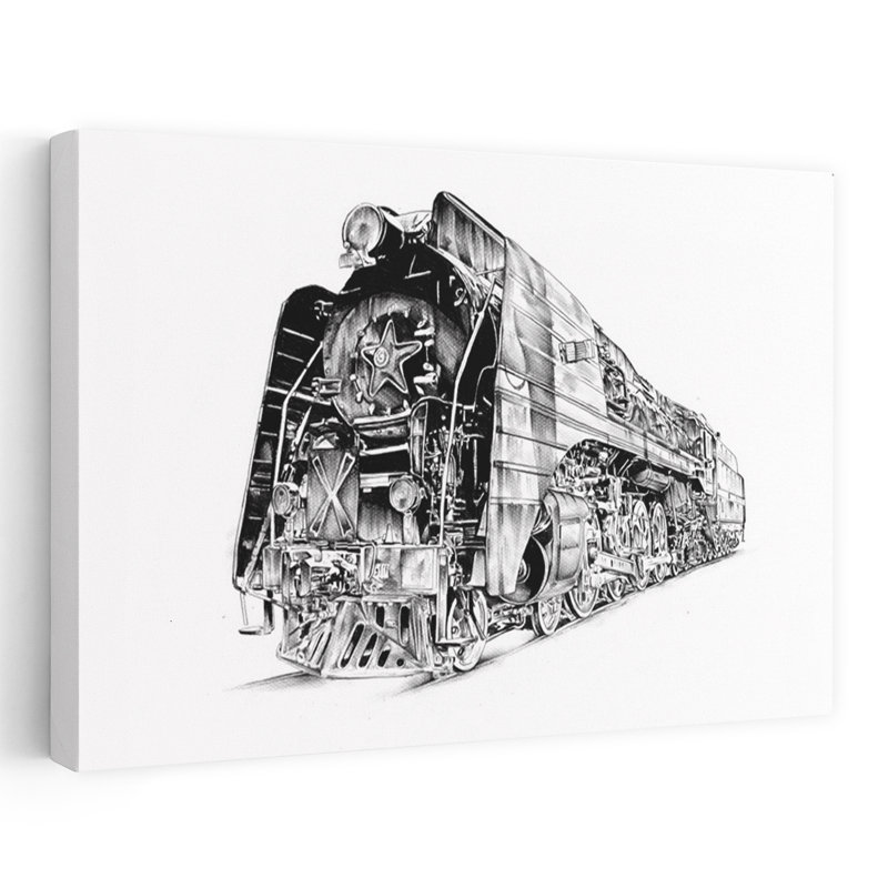 Puissante locomotive à vapeur, impression d'art industriel classique rétro, H 40 po x l 60 po