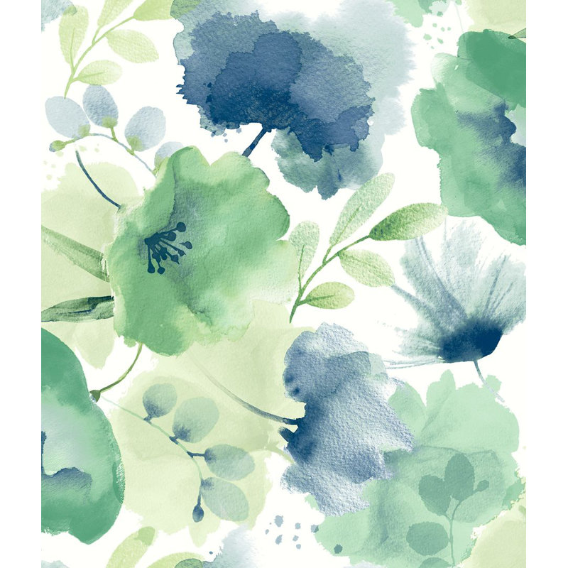 Rouleau de papier peint L 33 pi x l 20,5 po , Bleu et vert