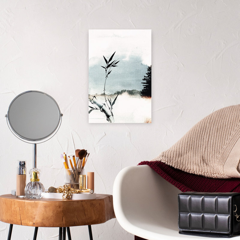 Art contemporain, paysage contemporain minimaliste serein, bambou, paysage naturel, H 18 po x l 12 po