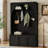 ON-TREND Farmhouse All-In-One Hall Tree With Adjustable Shelves, Retro Arched Entryway Storage Bench, Wooden Coat Rack Organizer-1986968515