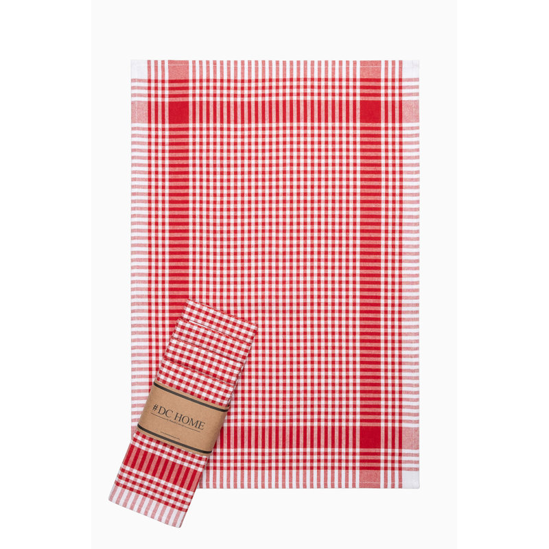 Premium Hand Towel Set (5 Pieces), Checkered Pattern, Red | 85% Cotton / 15% Polyester, 17.7 x 25.6 inches | 225 g/m², Machine Washable at 86-104°F | Soft, Absorbent, Perfect for Home or Gym Use
