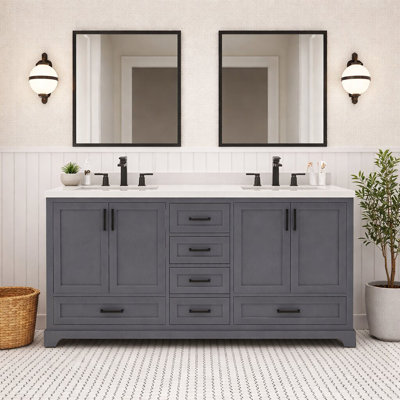 Maya 60 In. Bath Vanity Cabinet With Top In Charcoal Grey Assembled