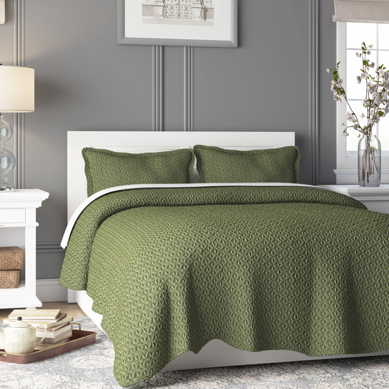 Bladwell Reversible Quilt Set, King Quilt + 2 Shams, Indigo