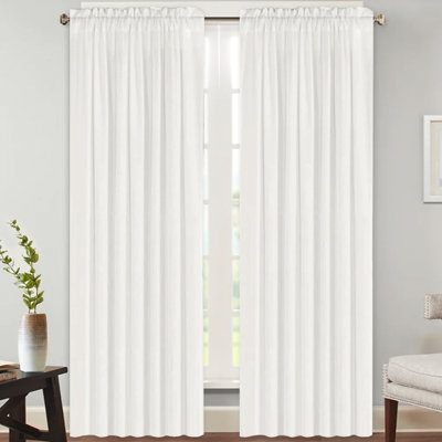 Joe Semi-Sheer Rod Pocket Polyester Curtain Panel Pair