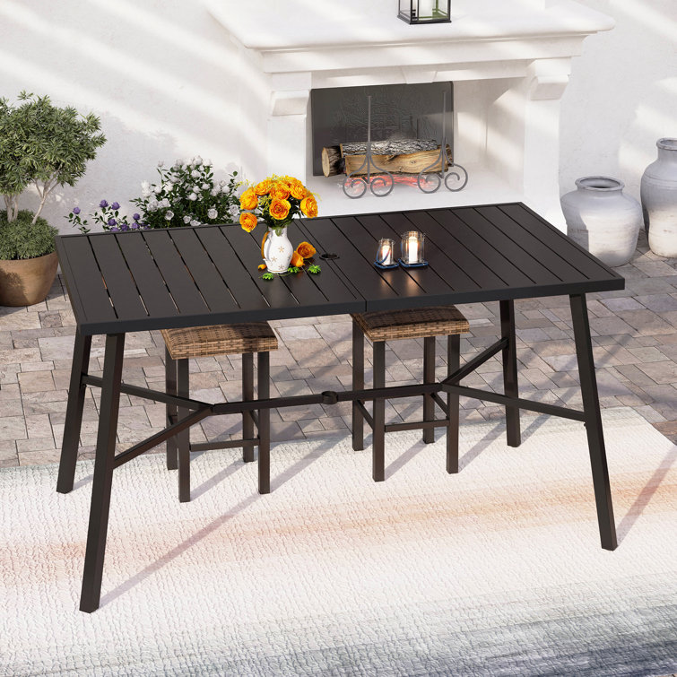 Alyne Rectangular Stainless Steel Outdoor Dining Table