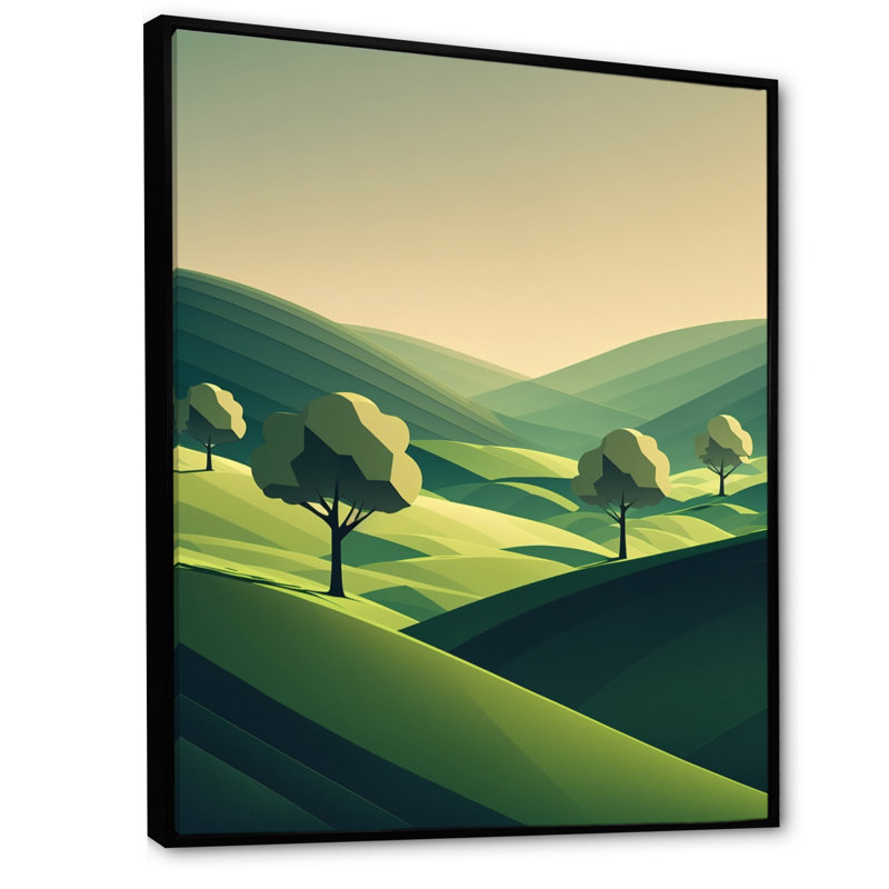Printemps sur les montagnes vertes II - reproduction sur toile, H 20 po x l 12 po x P 1 po, Cadre flottant noir