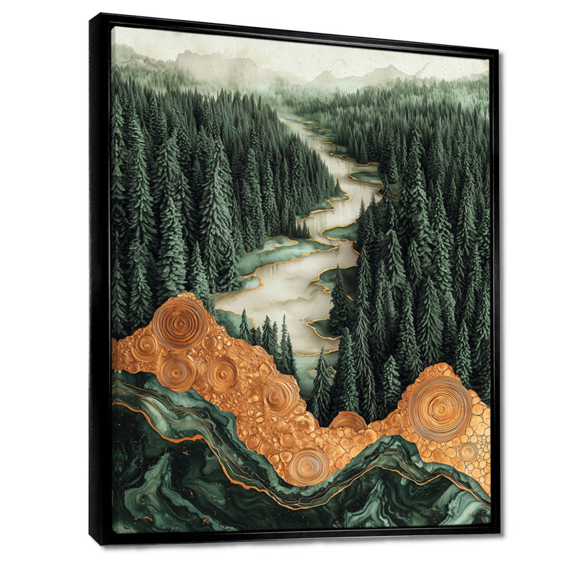 «Gladimyr Bold Forest Landscape Path Of The Emerald River V», reproduction d'art sur toile encadrée, Noir, H 20 po x l 12 po