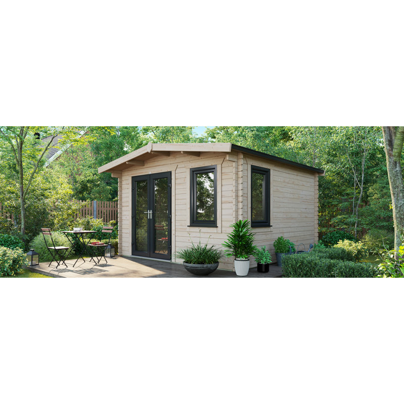 Powersheds Apex 12 x 12ft Chalet Log Cabin, Doors to the Left - 44mm