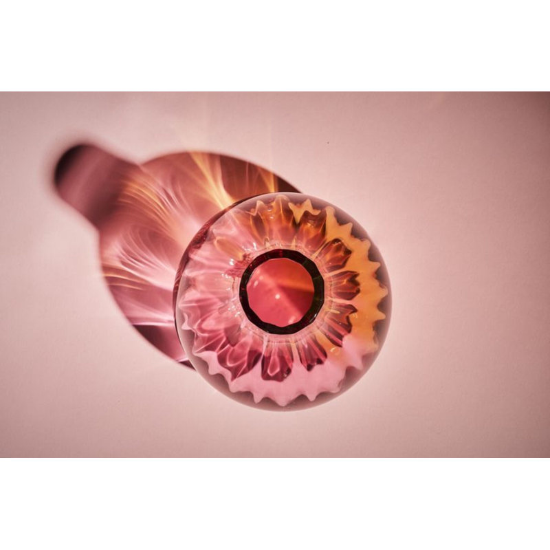 Iris Handmade Glass Table Vase, Pink/Amber