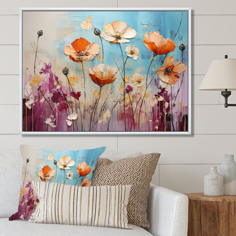 «Meadow Whispers Collage II», reproduction sur toile, Cadre flottant blanc, H 12 po x l 20 po x P 1 po