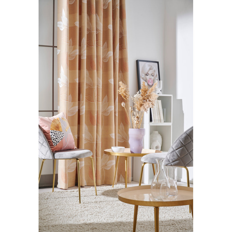 Floral Cushion Cover Cushion, Orange/Beige, 49 x 49cm