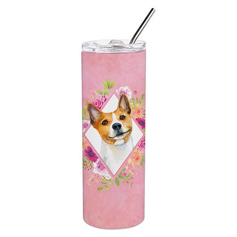 E23BF9F8391D466E9CA4F8DFEBD9A7DB de verre 20 oz à double paroi en acier inoxydable chiot, Basenji, Rose