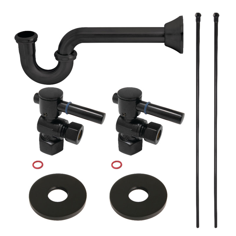 Kingston Brass Concord Modern Plumbing Sink Trim Kit with P-Trap, Matte Black