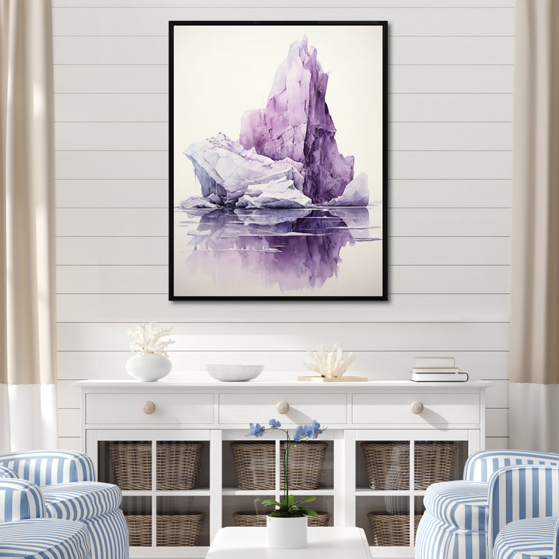 Iceberg mauve mystérieux - Impression, H 32 po x l 24 po x P 1 po, Cadre flottant noir
