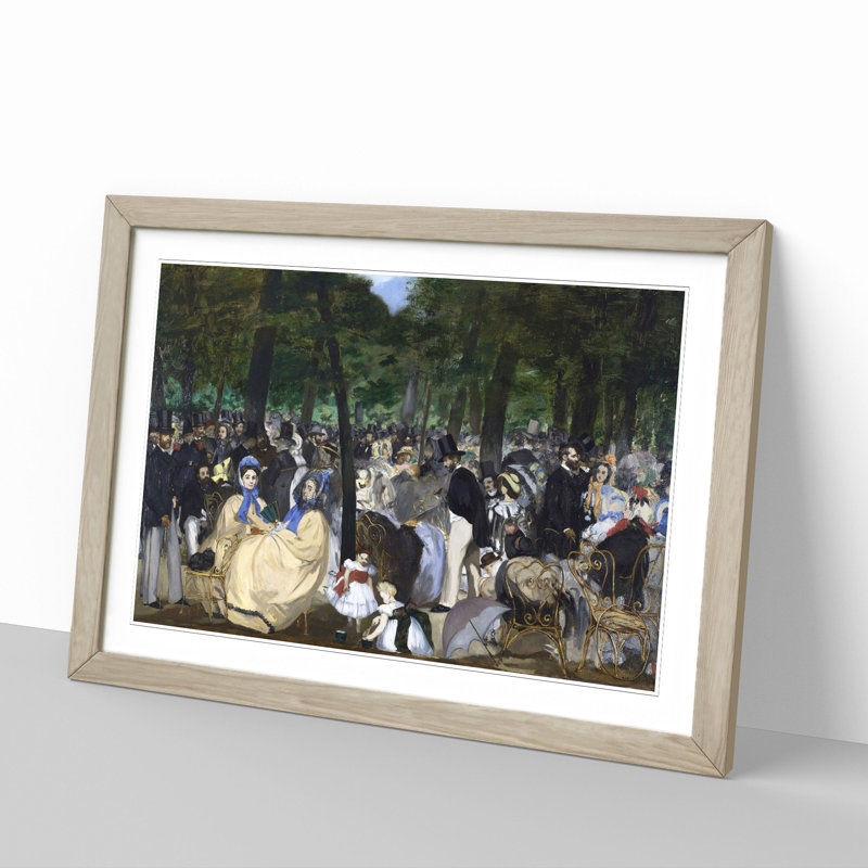 Music in the Tuileries Gardens by Edouard Manet - Picture Frame Painting, Oak Framed, 48cm H x 65cm W x 2cm D