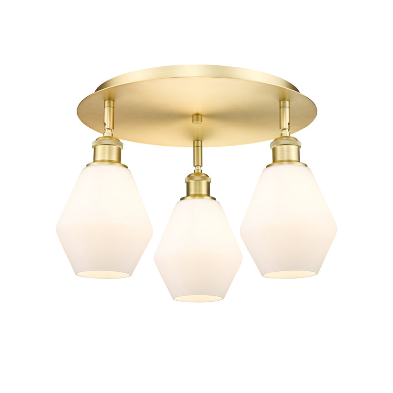 Amylea Glass Flush Mount, Cased Matte White, Satin Gold