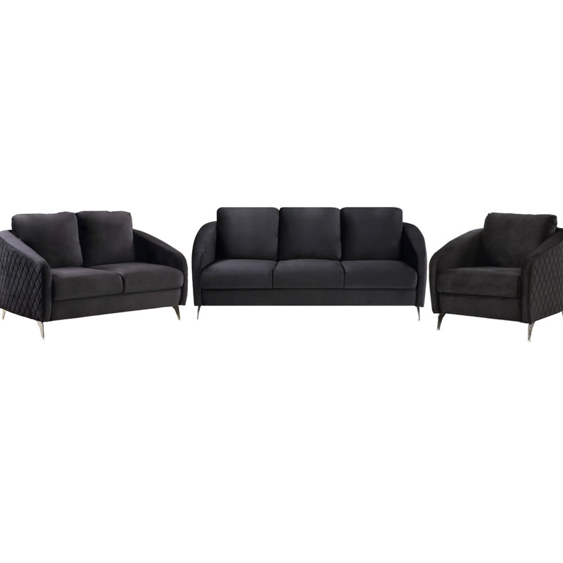 Chaise en velours noir avec pieds stables et rembourrés