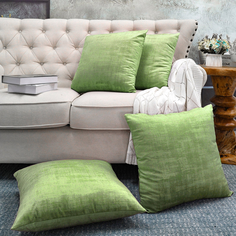 Textured Velvet Throw Pillow Cover, Calla Green