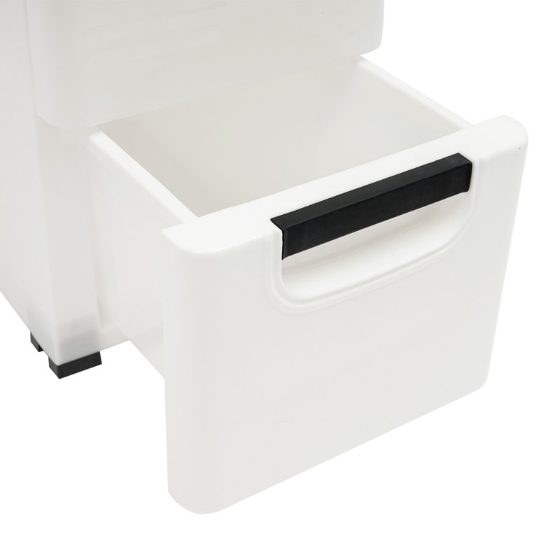 Armoire de rangement à 6 tiroirs avec roulettes, Blanc