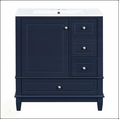30-Inch Modern Bathroom Vanity With Sink, Soft-Close Door, And Three Drawers For Efficient Storage