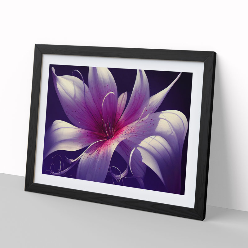 Eccentric Lily Flower Abstract - Picture Frame Graphic Art, Black Framed, 25cm H x 34cm W x 2cm D