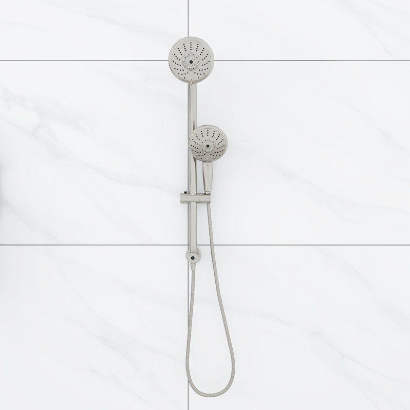 5" Multi Function Dual Shower Head, with Adjustable Slide Bar, Brushed Nickel