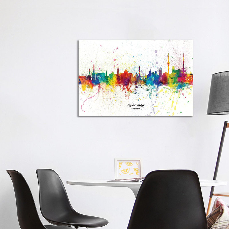 Stuttgart Germany Skyline Splash by Michael Tompsett - Wrapped Canvas Gallery-Wrapped Canvas Giclée
