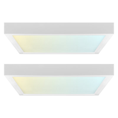  5 po Luminaire DEL encastré, montage en surface, 5CCT, 820 lumens, CRI90, faisceau 110 °, 10 W, à intensité variable, homologué Wet et homologué UL, ensemble de 2 garnitures carrées