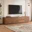 Meuble télé 78 po Mid-Century moderne avec portes cannelées, centre de divertissement en noyer avec armoires et tiroirs, console de télévision à profil bas pour téléviseur de 85 po ou moins