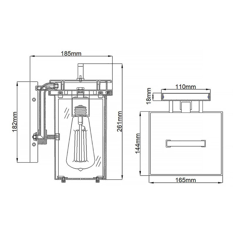 Kenshaw Outdoor Wall Lantern, 26.1cm H x 16.5cm W x 18.5cm D