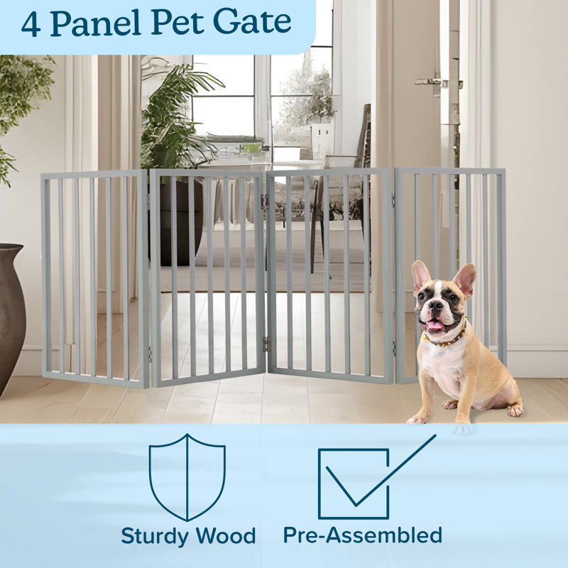 Barrière pour animaux PETMAKER - Clôture intérieure pliable à 4 panneaux pour chiens, idéale pour les escaliers, les corridors ou les portes - Barrière pour chiens autoportante