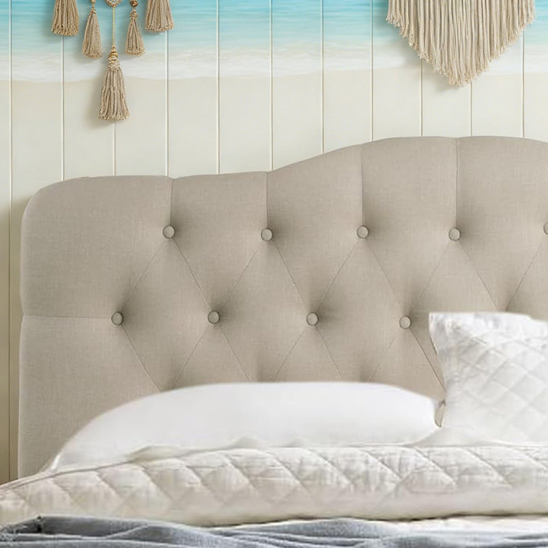Tête de lit capitonnée et capitonnée, tête de lit en bois massif avec pieds en bois, tête de lit à hauteur réglable de 34 po à 43 po, tête de lit en tissu au design moderne