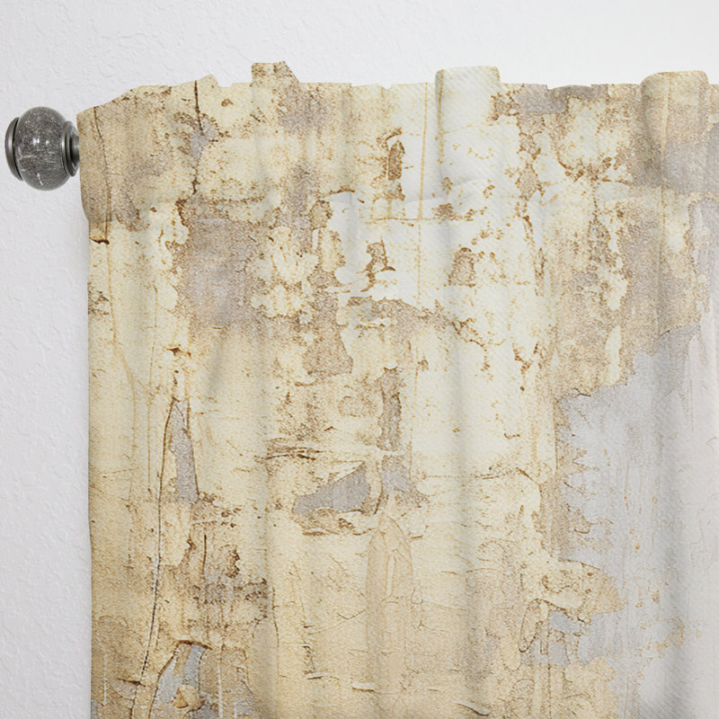 Minimaliste or et beige abstrait River III - rideau en velours traditionnel - obscurcissant - 1 panneau, L 52 po x L 63 po
