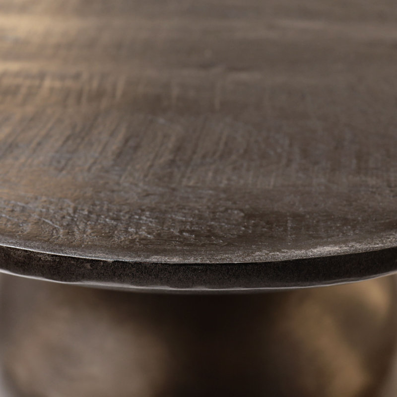  Solid Wood Top with Metal Base Drum End Table