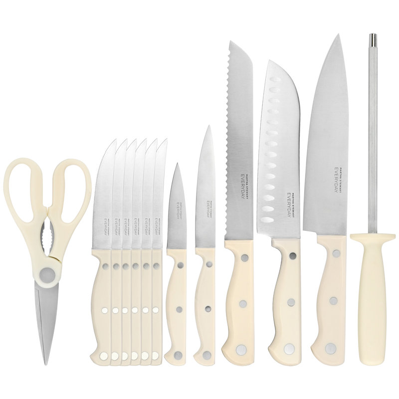 Ensemble de couverts et de blocs de bois en acier inoxydable 14 pièces Martha Stewart Everyday
