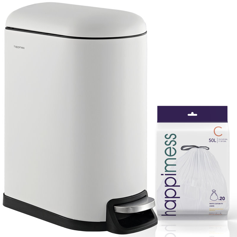 Poubelle à pédale en acier Roland, Blanc, 10,6 gallons