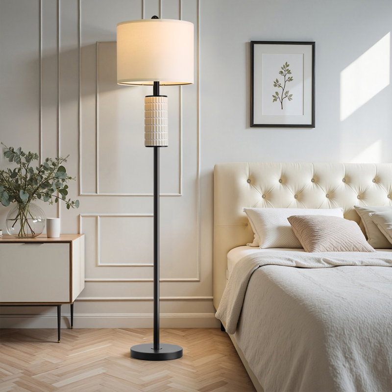 Lampe sur pied de 64 po en céramique et en métal moderne, convenant aux salons, aux chambres et aux bureaux