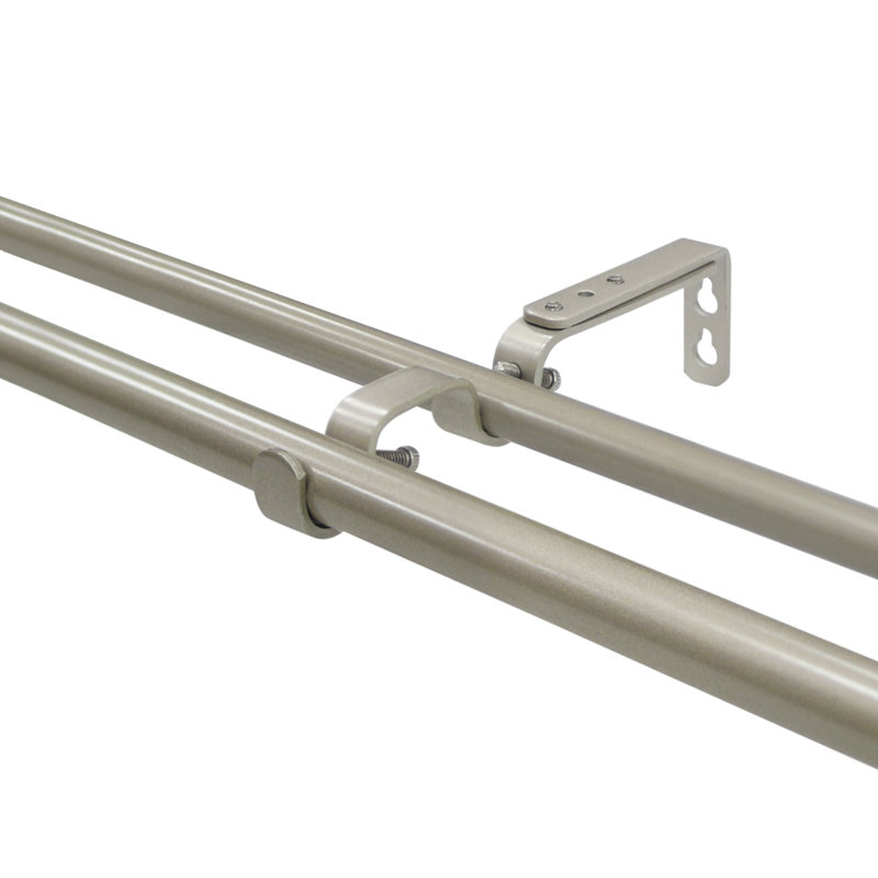 Tringle à rideaux double réglable 0,63 po, 66 po à 120 po, Argent