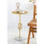 Table d'appoint dorée 13,8 x 13,8 x 24 po avec nœuds en corde et base en marbre blanc (table basse incluse)