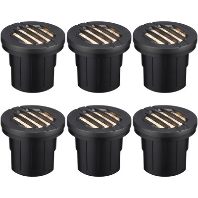 5CCT Low Voltage LED In Ground Well Light, 4" Dia., 12-24V AC/DC, Grated Top, Aluminum Outdoor Landscape Garden Light, Black