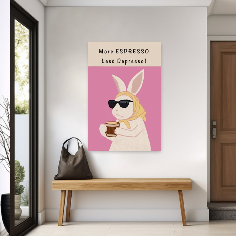 Élégant art mural Lapin forêt espresso contemporain, 60" H x 40" W