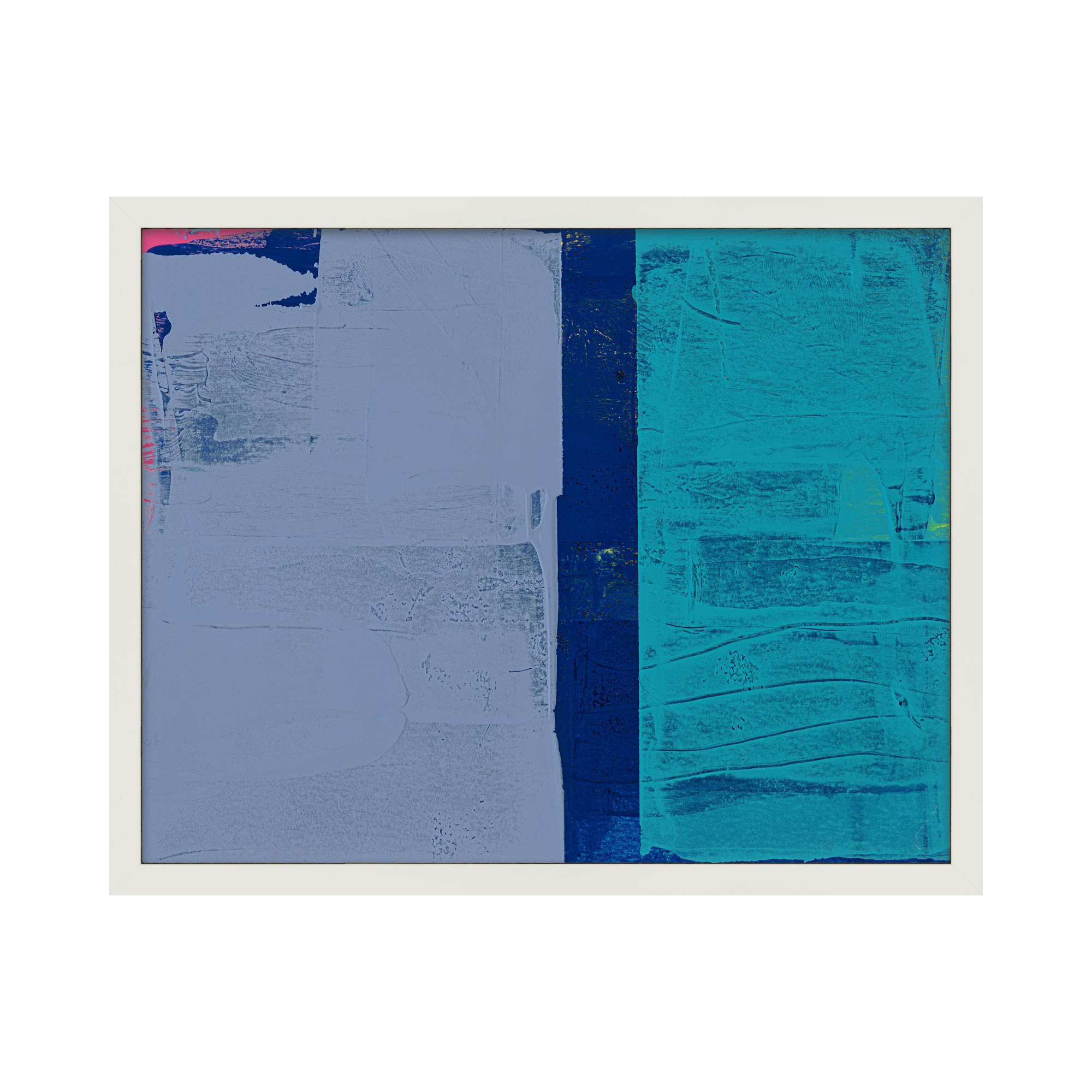 Bold In Blue 2 by Andrea Stokes, 20" H x 25" W x 1.25" D, White Framed