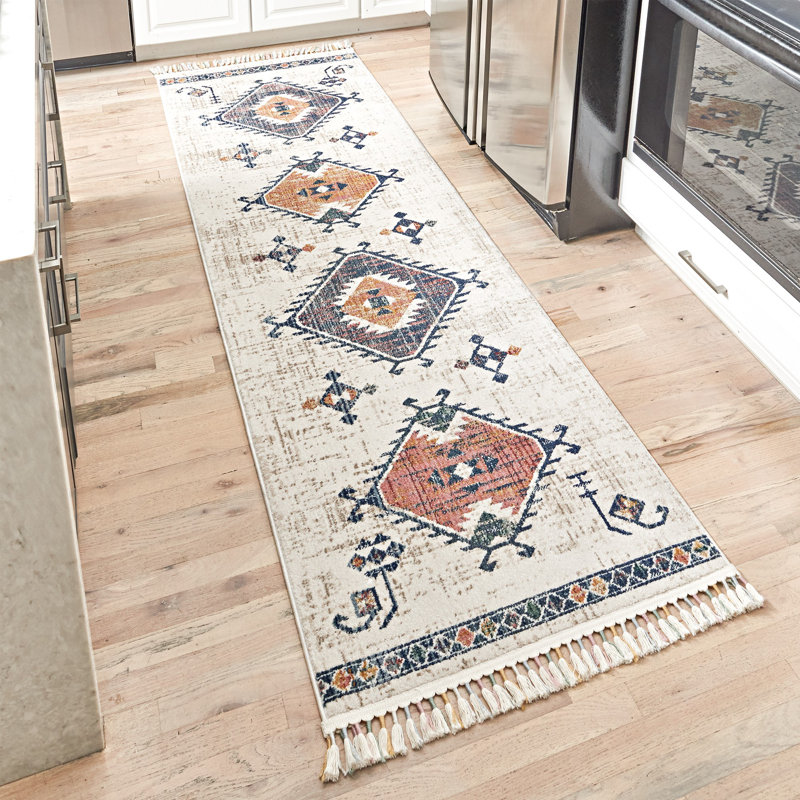  Tapis d'intérieur ivoire avec frange Amiens Hvar, Rectangle 2 pi 5 po x 8 pi
