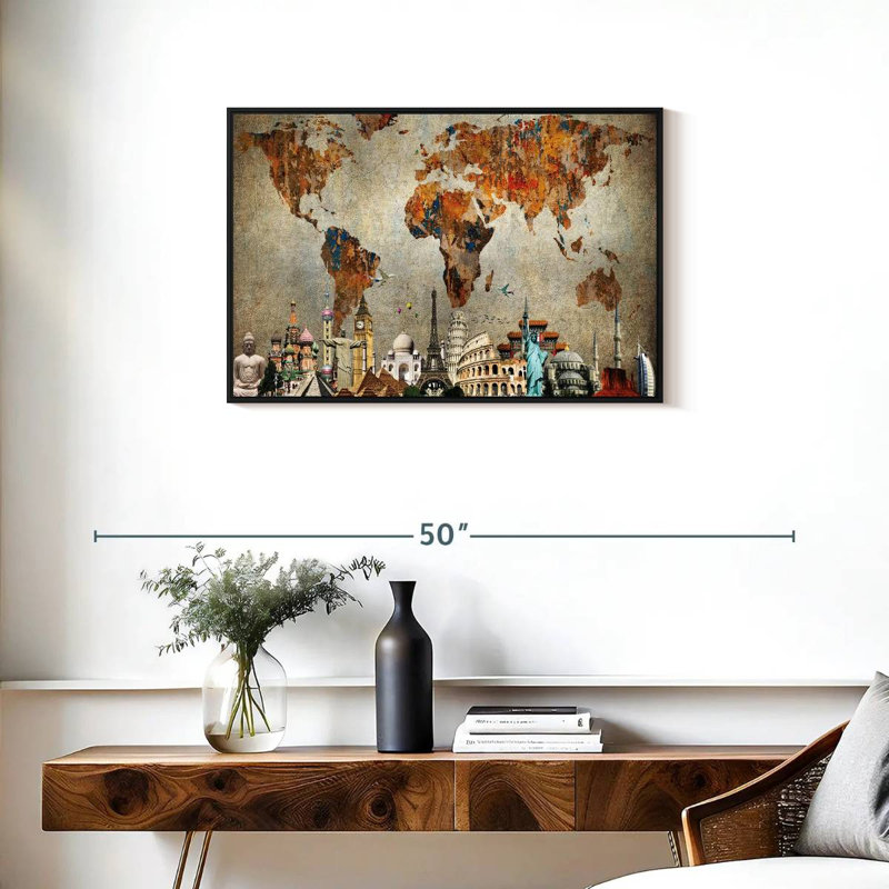 Aliaz Rusty World Map, 21" H x 31" W