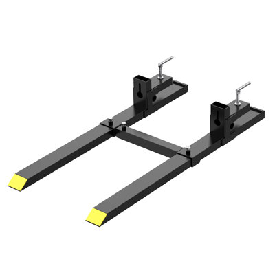 Heavy Duty 43" Clamp-On Pallet Forks for Tractors and Skid Steers – 2000 lbs Capacity – Adjustable Stabilizer Bar – Loader Bucket Compatible – Ideal for Material Handling