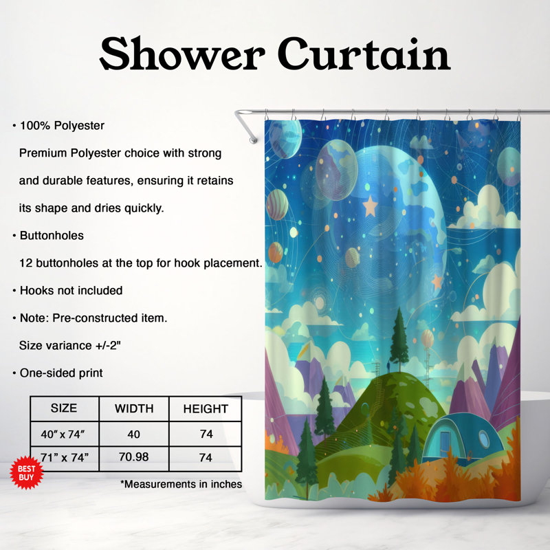 Rideau de douche standard 1 pièce Devinas Playful Sketches, H 74 po x l 71 po